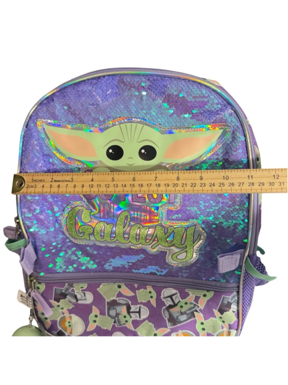 Disney Star Wars Purple Sequin Grogu Baby Yoda Backpack & Lunch Bag Set
